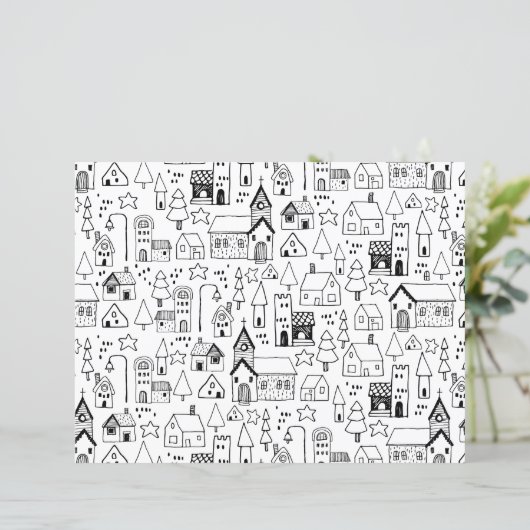 Kinder themadorp Whimsical Black & White Invite (Staand voorkant)
