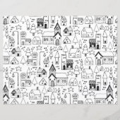 Kinder themadorp Whimsical Black & White Invite (Voorkant)