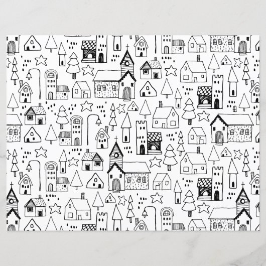 Kinder themadorp Whimsical Black & White Invite (Voorkant)