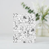 Kinder themadorp Whimsical Black & White Invite Briefkaart (Staand voorkant)