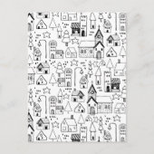 Kinder themadorp Whimsical Black & White Invite Briefkaart (Voorkant)