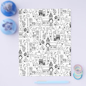 Kinder themadorp Whimsical Black & White Invite Flyer (Enkel)