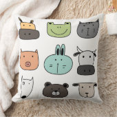 Kinder Throw Cushion - Dierengezichten Kussen (Deken)
