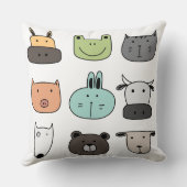 Kinder Throw Cushion - Dierengezichten Kussen (Achterkant)