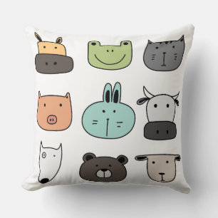 Kinder Throw Cushion - Dierengezichten Kussen