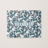 kinder tiener blauwgroen grijze volleybal team kle legpuzzel (Horizontaal)