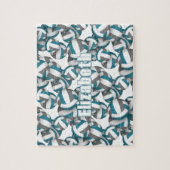 kinder tiener blauwgroen grijze volleybal team kle legpuzzel (Verticaal)