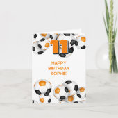 kinder tiener voetballer oranje Happy Birthday Kaart (Voorkant)