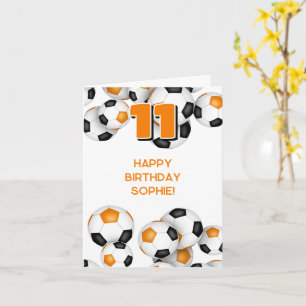 kinder tiener voetballer oranje Happy Birthday Kaart