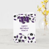 kinder tiener voetballer paarse verjaardag kaart (Gele Bloem)