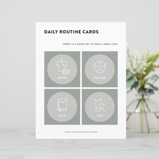 Kinder Toddler Dagelijkse Routine Kaarten Visueel  (Staand voorkant)