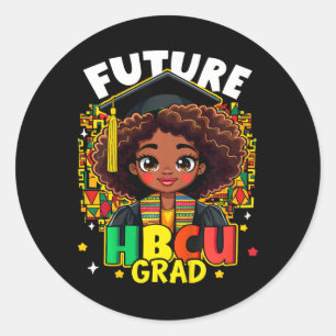 Kinder Toekomst HBCU Afstudeerder Zwart Meisje Kin Ronde Sticker