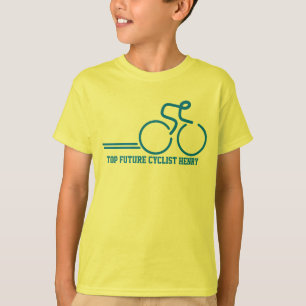 Kinder toekomstige fietser met de naam t-shirt
