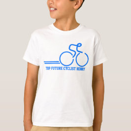 Kinder toekomstige fietser met de naam t-shirt