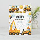 kinder toon Eenvoudige bouwwagens 5e verjaardag Kaart (Staand voorkant)