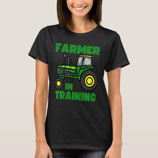 Kinder Tractor Boy Boer In Training Farming Tract T-shirt (Voorkant)