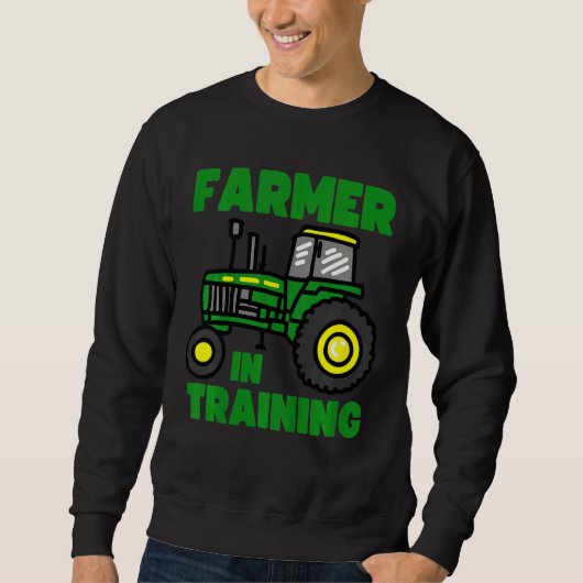 Kinder Tractor Boy Boer In Training Farming Tract Trui (Voorkant)