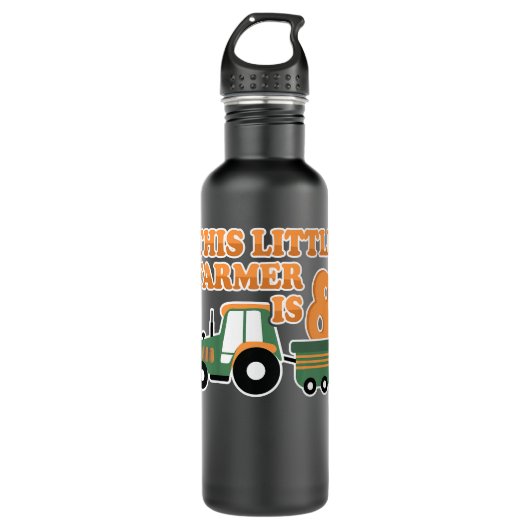 Kinder tractor ik ben 8 jaar Boerderij jongen trac Waterfles (Voorkant)