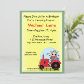 Kinder Tractor Verjaardagsuitnodiging Kaart (Staand voorkant)