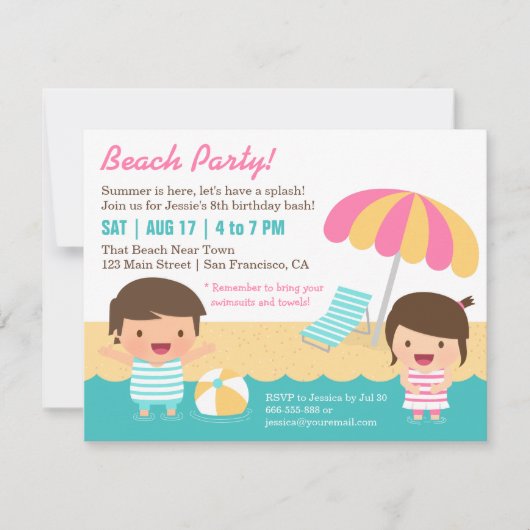 Kinder trainingspakken met strand van Birthday Kaart (Voorkant)