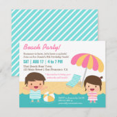 Kinder trainingspakken met strand van Birthday Kaart (Voorkant / Achterkant)