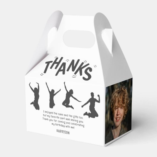 Kinder Trampoline Verjaardagsfeestje Dank u Bedankdoosjes (Voorkant Zijde)