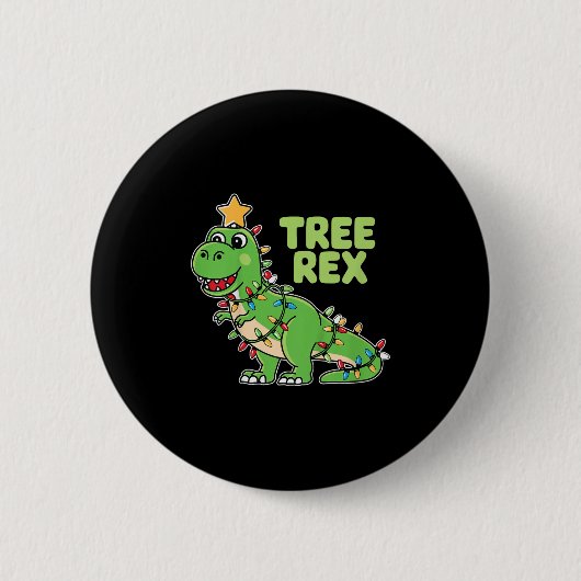 Kinder Tree Rex Kinder kerst Dinosaurus Pun Ronde Button 5,7 Cm (Voorkant)