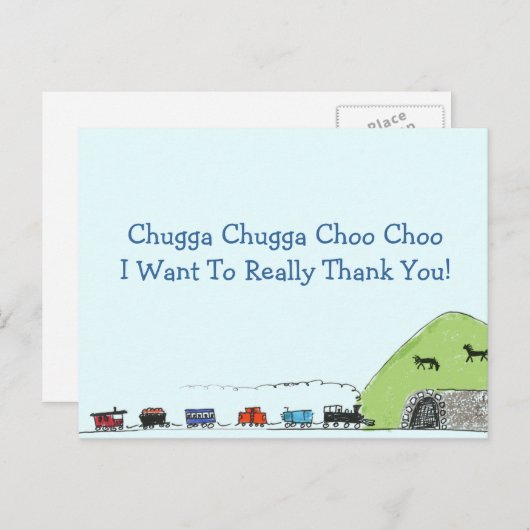 Kinder trein Choo Choo Dank u Briefkaarten (Voorkant / Achterkant)