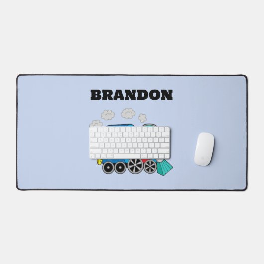 Kinder Treinjongens Blauw Aangepaste Naam Bureaumat (Keyboard & Muis)