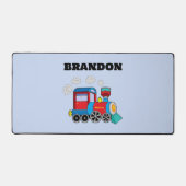 Kinder Treinjongens Blauw Aangepaste Naam Bureaumat (Voorkant)