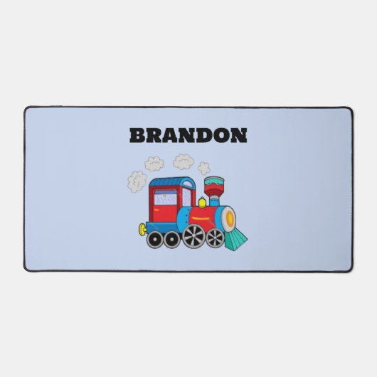 Kinder Treinjongens Blauw Aangepaste Naam Bureaumat (Voorkant)