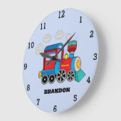 Kinder Treinjongens Blauw Aangepaste Naam Grote Klok (Hoek)