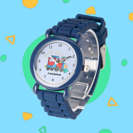 Kinder Treinjongens Blauw Aangepaste Naam Horloge