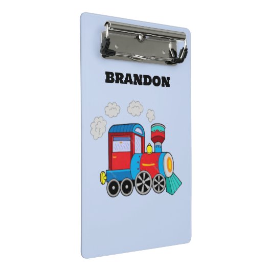 Kinder Treinjongens Blauw Aangepaste Naam Mini Klembord (Schuin)