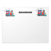 Kinder Treinjongens Blauw Aangepaste Naam Notitieblok (Voorkant)