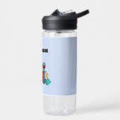 Kinder Treinjongens Blauw Aangepaste Naam Waterfles (Links)