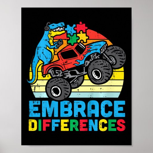 Kinder Trex Monster Truck Embrace Verschillen Auti Poster (Voorkant)
