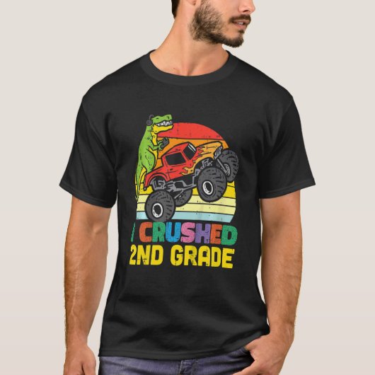 Kinder Trex Monster Truck I Crush 2e Grade Last D T-shirt (Voorkant)