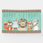 Kinder tribale verjaardagsfeest spandoek (Horizontaal)