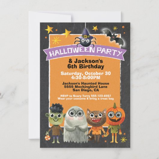 Kinder Trick- of Behandelaars Halloween Party-uitn Kaart (Voorkant)