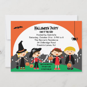 Kinder Trick of Treating Halloween Invitation Kaart