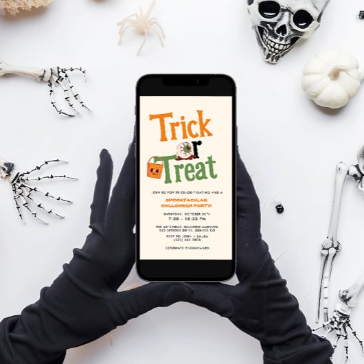 Kinder Trick or treat Halloween Party Kaart