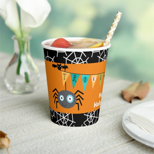 Kinder Trick or treat Spider Halloween Papieren Bekers (Insitu)