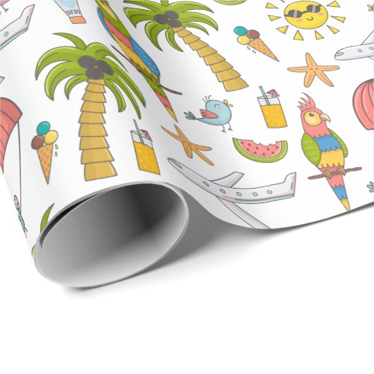 Kinder tropisch vaccin in de vorm van Cute Tropica Cadeaupapier (Rol Hoek)