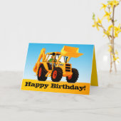 Kinder Trucks - Custom Yellow Digger Happy Birthda Kaart (Gele Bloem)