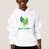 Kinder trui Hoodie – Roots of Unity Natuur Design (Voorkant)