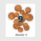 kinder trui nummer een stel basketballen sticker (Vel)