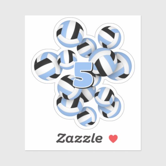 kinder trui nummer LT blauw zwart volleyballen Sticker (Vel)