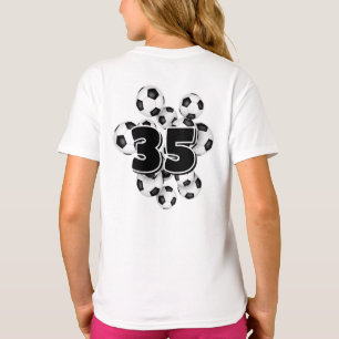 kinder trui nummer op groep van voetballen t-shirt