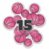 kinder trui nummer roze basketballen sticker (Voorkant)